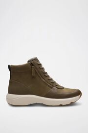 Chaussures Baskets Montantes En Cuir Tivoli Lane Vert Oliveblanc/vert