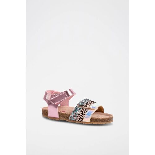 Sandales En Cuir - Doré Rose 23 Noir/Beige/Rose/Doré
