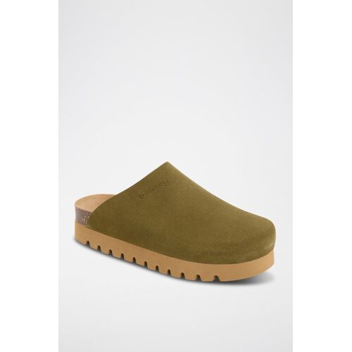 Chaussures Sabots Plateforme En Cuir Kaki