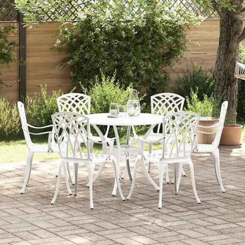 Vidaxl Ensemble De Salle À Manger Pour Jardin 7 Pcs Blanc Aluminium