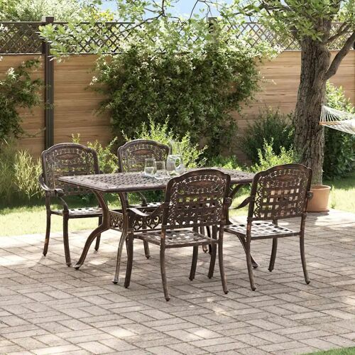 Vidaxl Ensemble De Salle À Manger Pour Jardin 5 Pcs Bronze Aluminium