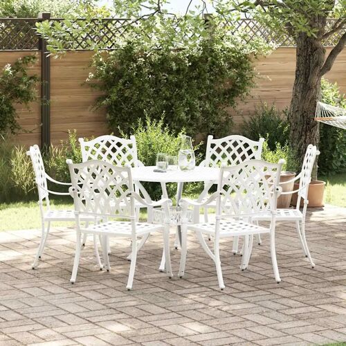 Vidaxl Ensemble De Salle À Manger Pour Jardin 7 Pcs Blanc Aluminium