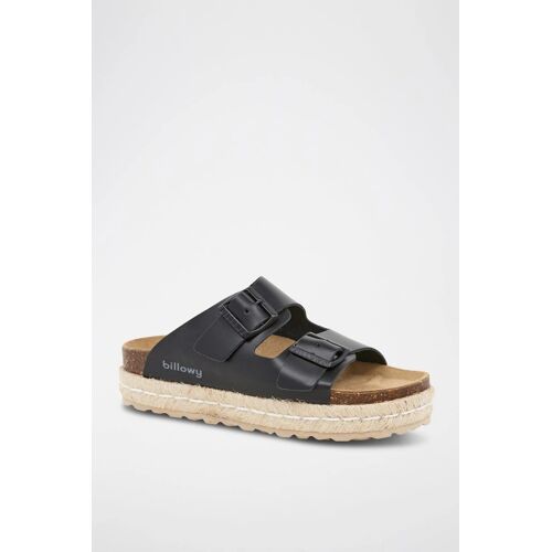 Chaussures Mules Plateformes En Cuir Noirnoir