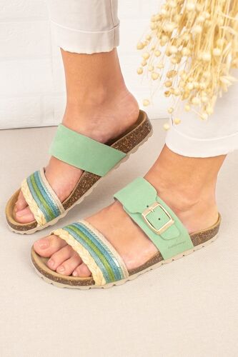 Chaussures Mules En Cuir Turquoiseblanc/bleu/vert