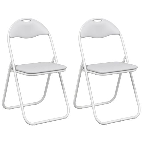 vidaXL Chaise pliante 2 pcs Blanc 48 x 43,5 x 81 cm Simili cuir