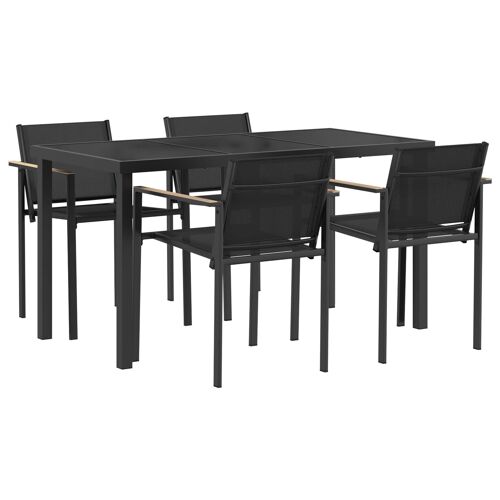 vidaXL Ensemble de meubles d'extérieur 5 pcs Noir et anthracite Acier