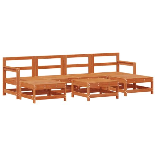 Vidaxl Ensemble De Salon De Jardin 7 Pcs Brun Ciré Pin Massif