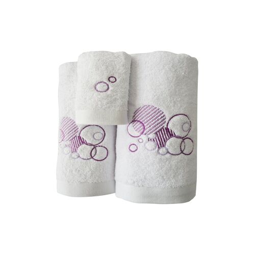 3 Serviettes Blanc Et Violet Blanc
