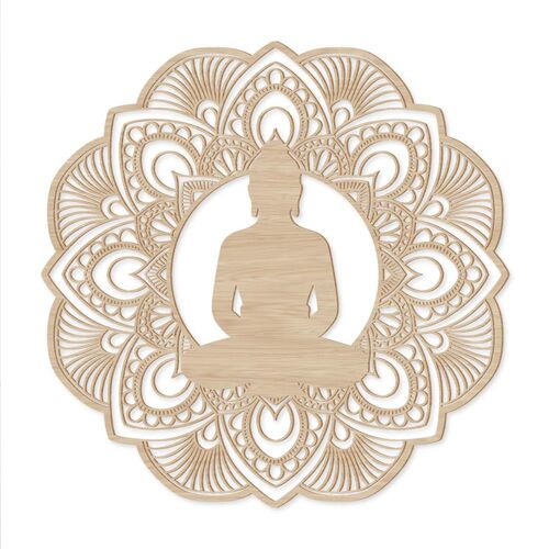 Décoration murale Bouddha mandala en bois 50 cm