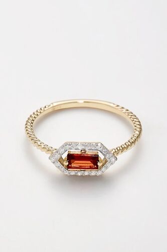 Bague Isaline - Or Jaune, Diamants Et Grenat 56 Doré