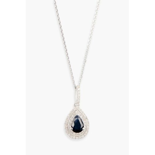 Pendentif Azurite Or Blanc, Diamants Et Saphir Bleu/Argenté