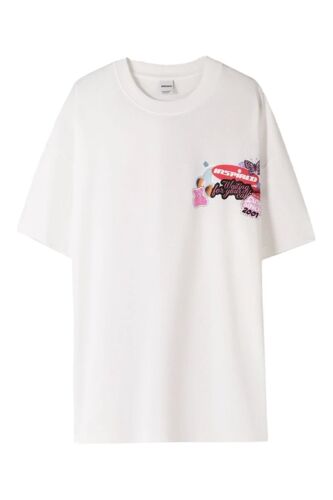 T-Shirt Oversize - Blanc S Blanc/Rouge/Rose