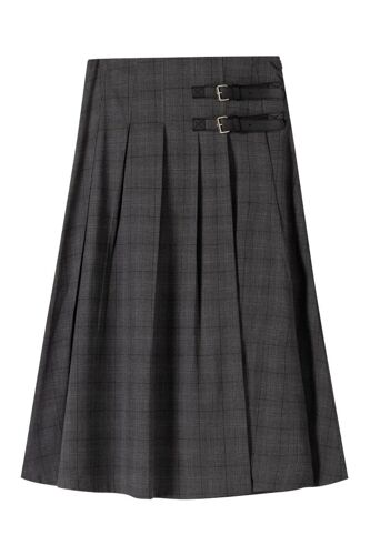 Jupe Midi - Gris Xs Noir/Gris