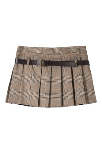 Jupe Plissée - Marron S Noir/Beige/Marron
