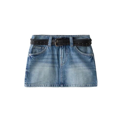 Minijupe En Jean - Bleu Clair 40 Noir/Bleu