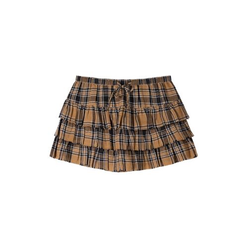 Minijupe - Beige M Blanc/Noir/Beige