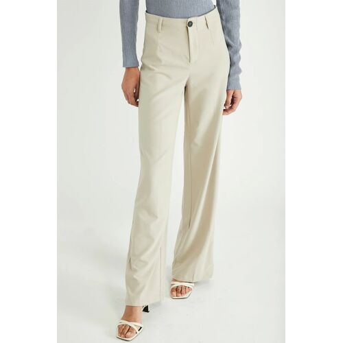 Pantalon Wide Legs Taille Haute - Beige 32 Beige