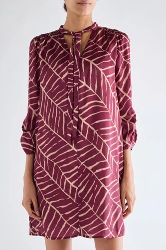 Robe Droite - Bordeaux S - Beige/Rouge