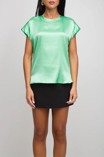 Blouse En Soie - Turquoise 38 (Ita) Bleu