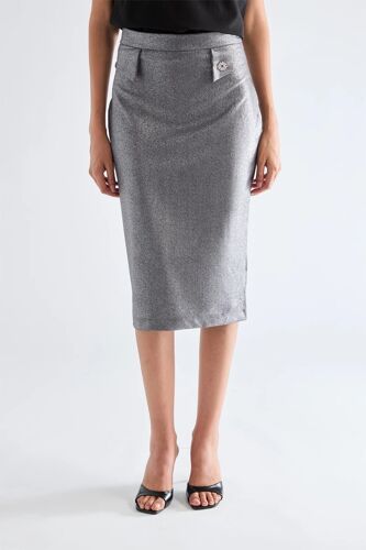 Jupe Droite Taille Haute - Gris L Gris