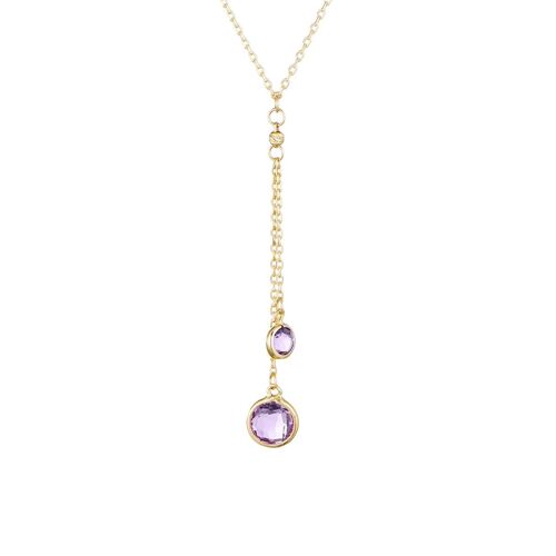 Collier Duo D'améthyste - Or Jaune Et Améthystes Violet