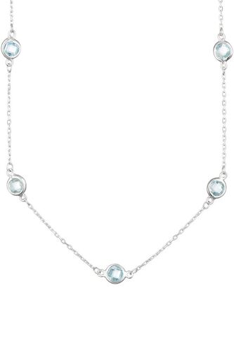 Collier Colors - Or Blanc Et Topazes Bleu/Argenté