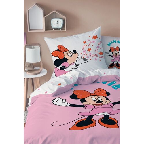 Parure De Couette Minnie Disney - Rose Et Blanc 140x200+63x63cm Blanc