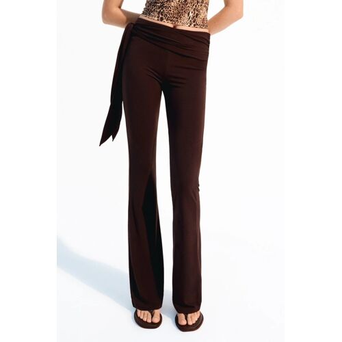 Pantalon Flare Taille Haute - Marron L