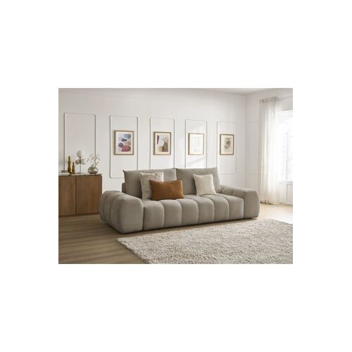 Canapé convertible Everest - Taupe - 3 places - Couchage 197 x 153 cm - En tissu chiné