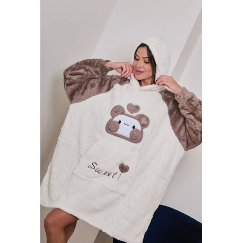 Sweat Oversize Polaire De Pyjama Aubepine - Blanc, Noir Et Marron