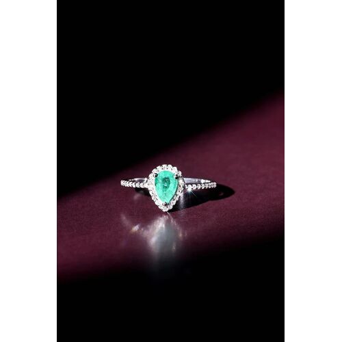 Bague Perrine - Or Blanc, Diamants Et Émeraude 56 Blanc/Vert