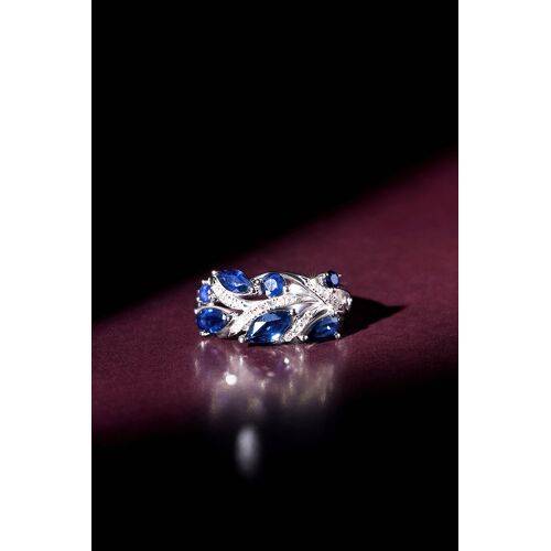 Bague Floral Saphir - Or Blanc, Diamants Et Saphirs 58 Blanc/Bleu/Argenté