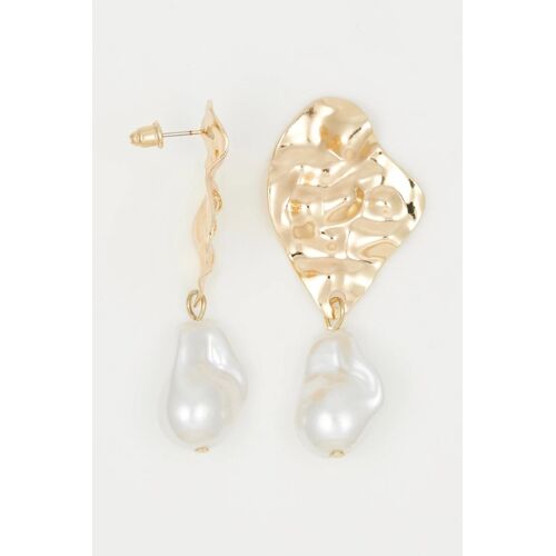 Boucles D'oreilles - Doré Et Blanc Doré