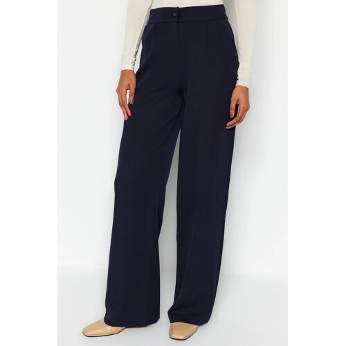 Pantalon Wide Legs Taille Haute - Bleu Marine 34