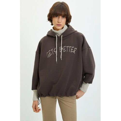 Sweat À Capuche - Beige Et Marron M