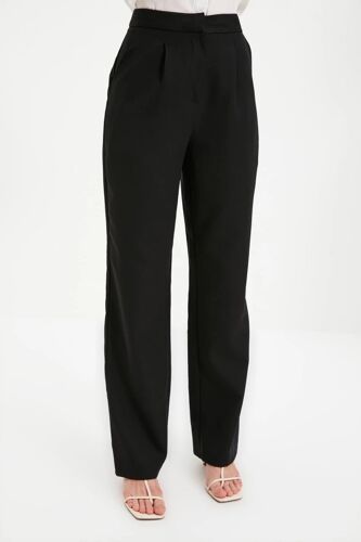 Pantalon Droit Taille Haute - Noir 36