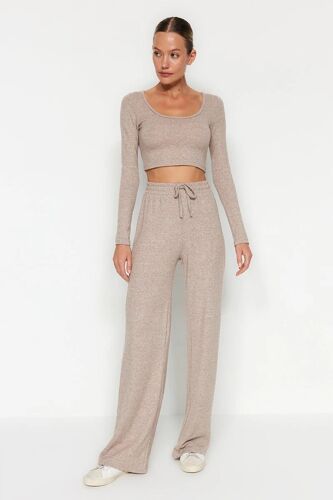 Crop Top Et Pantalon Wide Legs - Beige Xl