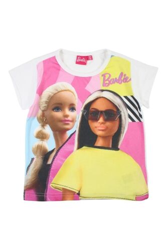 T-Shirt Barbie - Blanc, Jaune, Noir Et Rose 8 Ans