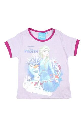 T-Shirt La Reine Des Neiges Disney - Blanc Et Rose 8 Ans