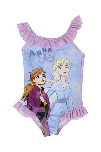 Maillot 1 Pièce Anna Et Elsa La Reine Des Neiges Disney - Bleu, Jaune, Orange Et Violet 7/8 Ans