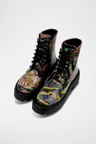 Chaussures Bottines Plateformes En Cuir Vegan Human Inspo Multicolore