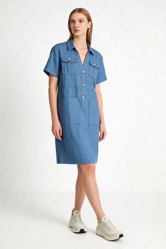 Robe Droite En Lin Laure - Bleu 36 Bleu