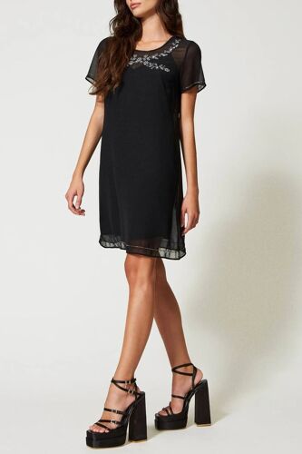 Robe Droite - Noir Xs International Pinko Blanc/Noir
