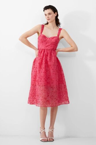Robe Patineuse En Guipure Embroidered - Rose (Uk) 16/18 Rose