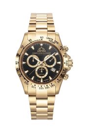 Montre À Quartz En Acier Grand Mont ¿ Tachymètre Et Chronographe - Doré Et Noir