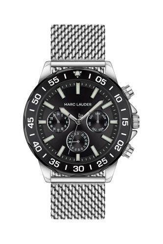 Montre À Quartz En Acier Avignon - Argenté Et Noir