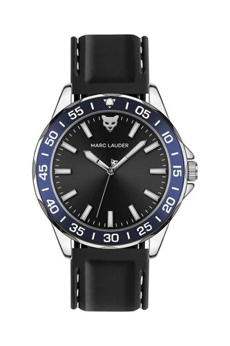 Montre À Quartz En Silicone Barcelona - Noir Et Bleu