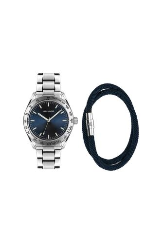 Coffret Montre À Quartz En Acier Et Bracelet En Cuir