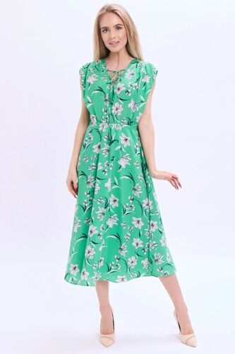 Robe Midi - Vert 18-Pet (Uk) = 46 Petite Blanc/Noir/Vert