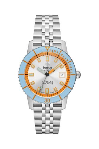 Montre Automatique En Acier - Argenté Et Bleu